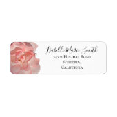 Chic Coral Pink Rose Floral Weiße Rücksendeadresse (Vorne)