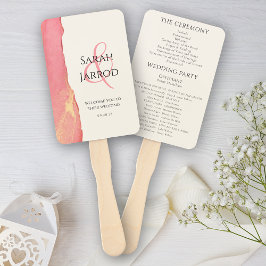 Chic Coral Pink Set of Wedding Fans Fächer