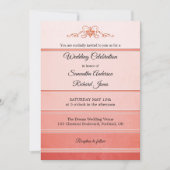 Chic Coral Striped Ton sur Ton Wedding Einladung (Vorderseite)