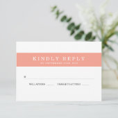 Chic Coral Stripes Wedding RSVP (Stehend Vorderseite)