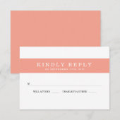 Chic Coral Stripes Wedding RSVP Karte (Vorne/Hinten)