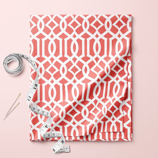 Chic Coral Trellis Lattice Muster Stoff