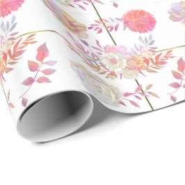 Chic Coral und Elfenbeinflora Geschenkpapier