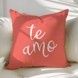 Chic Coral und White Spanish I Liebe You Te Amo Kissen