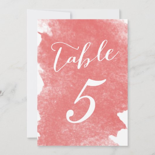 CHIC CORAL WATERCOLOR TISCHNUMMER CARDS (Vorderseite)