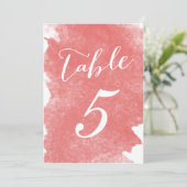 CHIC CORAL WATERCOLOR TISCHNUMMER CARDS (Stehend Vorderseite)