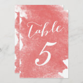 CHIC CORAL WATERCOLOR TISCHNUMMER CARDS (Vorne/Hinten)