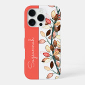 Chic Coral White Herbstlaubs Individuelle Name iPhone Hülle (Rückseite)