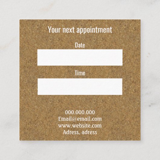 Chic Cork Holz Terminkarte (Rückseite)