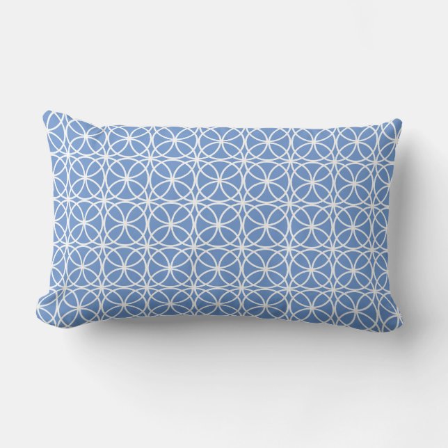 Chic Cornfllower Blue Circle Geometric Muster Lendenkissen (Vorderseite)