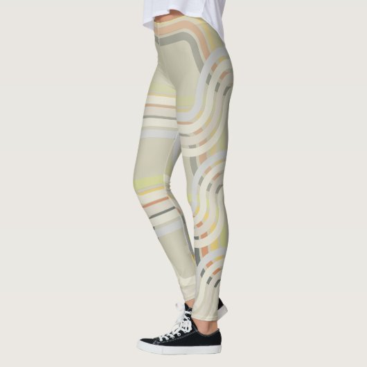 Chic Cornsilk White Curves Muster Leggings (Links)