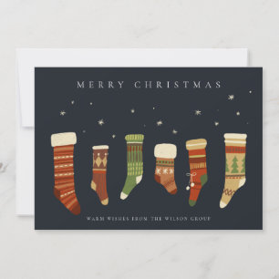 CHIC CORPORATE NAVY RED GREEN CHRISTMAS STRUMPFS FEIERTAGSKARTE