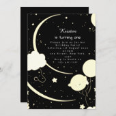Chic Cosmic Astro Adventure Geburtstag Einladung (Vorne/Hinten)