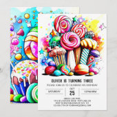 Chic Cotton Candy Birthday Einladung (Vorne/Hinten)