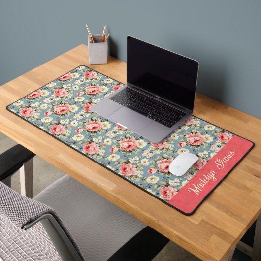 Chic Country Garden Floral Pattern Personalized Schreibtischunterlage (Büro 2)