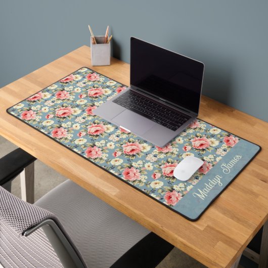 Chic Country Garden Florals Personalized Schreibtischunterlage (Büro 2)