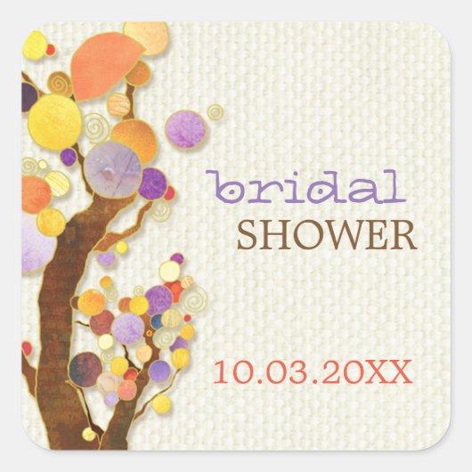 Chic Country Trees Herbst-Brautparty Quadratischer Aufkleber (Vorderseite)