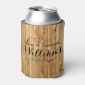 Chic Country Wood Mr. Mrs. Gastgeschenk Hochzeit Dosenkühler (Kanne Vorderseite)