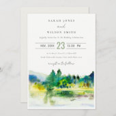 Chic Countryside Mountain River Landschaft Hochzei Einladung (Vorne/Hinten)