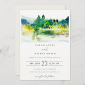 Chic Countryside Mountain River Landschaft Hochzei Einladung (Vorne/Hinten)