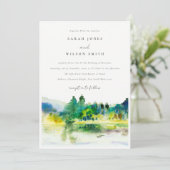Chic Countryside Mountain River Landschaft Hochzei Einladung (Stehend Vorderseite)