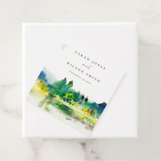 Chic Countryside Mountain River Landschaft Hochzei Geschenkanhänger (Beispiel)