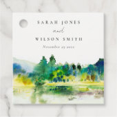 Chic Countryside Mountain River Landschaft Hochzei Geschenkanhänger (Vorderseite)