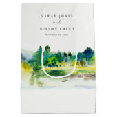 Chic Countryside Mountain River Landschaft Hochzei Mittlere Geschenktüte (Rückseite)