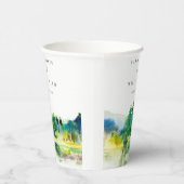 Chic Countryside Mountain River Landschaft Hochzei Pappbecher (Rechts)