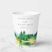Chic Countryside Mountain River Landschaft Hochzei Pappbecher (Vorderseite)