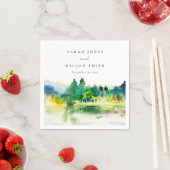 Chic Countryside Mountain River Landschaft Hochzei Serviette (Beispiel)