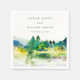 Chic Countryside Mountain River Landschaft Hochzei Serviette