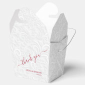 Chic Cranberry Dankeschön an White Filigree Weddin Geschenkschachtel (Geöffnet)