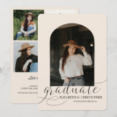 Chic Cream Arch 5 Foto Collage Abschluss Ankündigung (Vorne/Hinten)