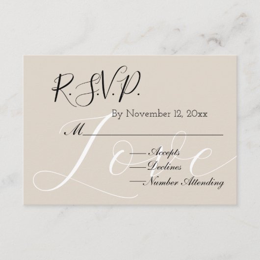 Chic Cream Beige Weiße Liebe UAWG Begleitkarte (Vorderseite)