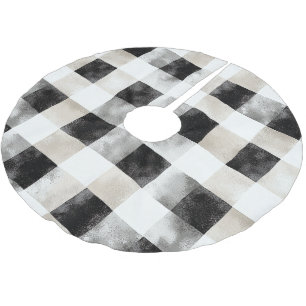 Chic Cream Black Kariert Christmas Polyester Weihnachtsbaumdecke