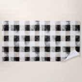 Chic Cream Black Kariert Christmas Strandtuch (Vorderseite)