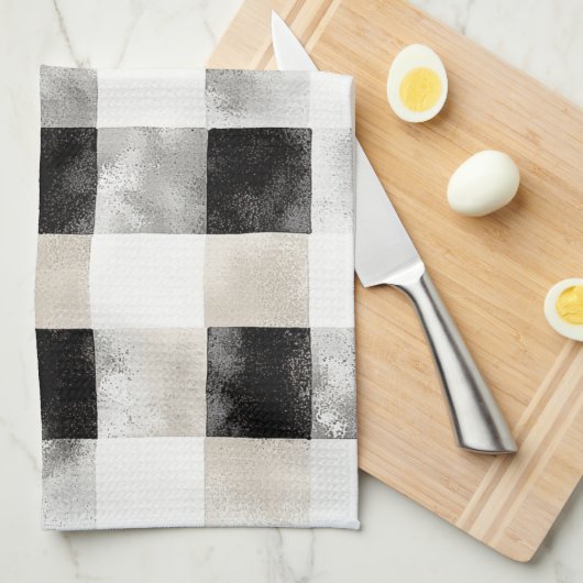 Chic Cream Black Kariert Geschirrtuch (Viertel Falte)