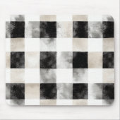 Chic Cream Black Kariert Stripes Mousepad (Vorne)