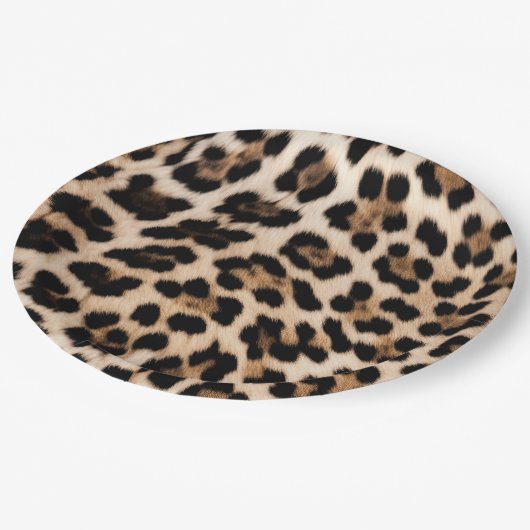 Chic Cream Black Leopard Print Pappteller (Schrägansicht)
