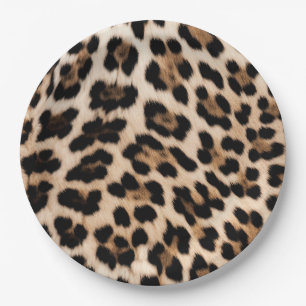 Chic Cream Black Leopard Print Pappteller