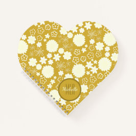 CHIC CREAM BLUME GOLD HÜBSCH FLORAL MONOGRAM NAME NOTIZBLOCK