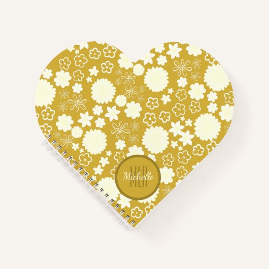CHIC CREAM BLUME GOLD HÜBSCH FLORAL MONOGRAM NAME NOTIZBLOCK (Vorderseite)