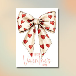 Chic Cream Bow Happy Valentines Day Feiertagskarte