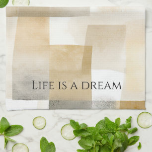 Chic Cream Brown Abstrakt Geschirrtuch