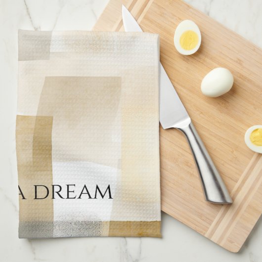 Chic Cream Brown Abstrakt Geschirrtuch (Viertel Falte)