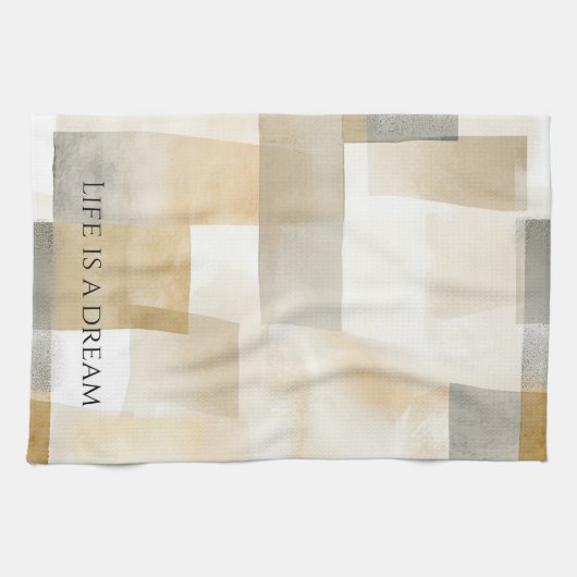 Chic Cream Brown Abstrakt Geschirrtuch (Horizontal)