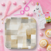 Chic Cream Brown Abstrakt Pappteller (Party)