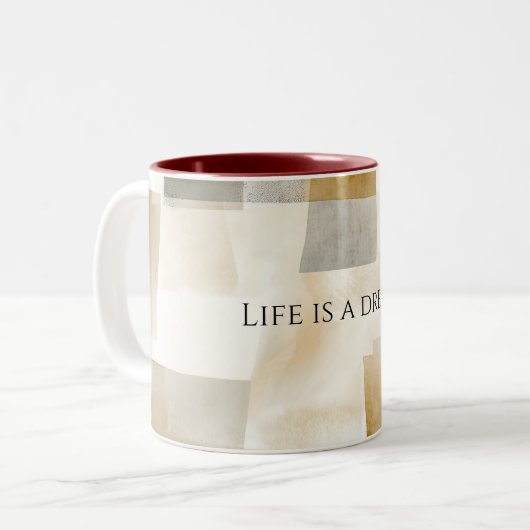 Chic Cream Brown Abstrakt Zweifarbige Tasse (Vorderseite Links)