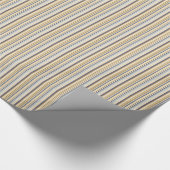 Chic Cream Brown Blue Stripes Geburtstag Geschenkpapier (Ecke)